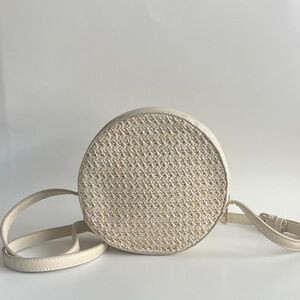 Sole Society Cream Round Woven Crossbody Bag